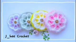 ENGsub]Crochet Coaster /Crochet motif코바늘 꽃수세미뜨기 리메이크(일반실버전)코바늘 코스터뜨기