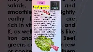 Beet Greens: Nutritious and Flavorful Leafy Tops of Beets #LearnEnglish