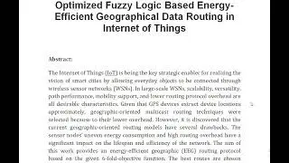 Optimized Fuzzy Logic Based Energy Efficient Geographical Data Routing in Internet of Things