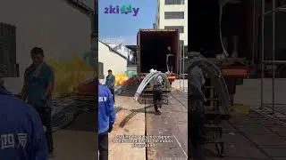 Loading the galvanized pipe to the container for the indoor playground #commercialplayground