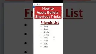 Apply Bullets in MS Word Shortcut Trick.#computertrick #computer #msword #shortcut #shortstricks