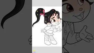Coloring Vanellope Von Schweetz | Disney Wreck It Ralph | #Shorts