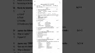 1st PUC Accountancy First Quarterly Question paper
