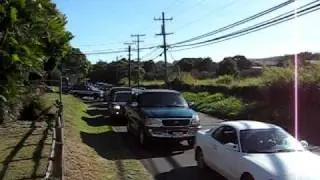Traffic in Pukalani, Maui Hawaii during Tsunami Warning February 27 2010