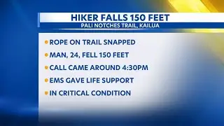 Man critically injured after 150-foot fall at Pali Notches trail