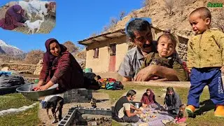 Nomadic life in the heart of the mountains with Mahmoud Vaezi, building huts and cooking food