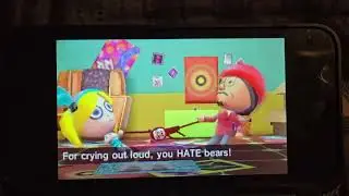 Tomodachi Life - Bubbles and Shinnosuke fighting over Luis the teddy bear 