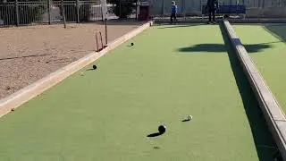 Bocce ball action, cold and windy AF