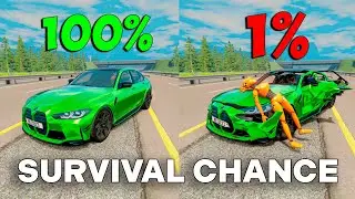 Realistic Extreme Survival Chance Crashes (With Speedometer) | BeamNG.drive #8