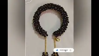 Gajra | Bracelet | Handmade | Crystal | Beads |Black And | Golden | colour 🖤🧡✨