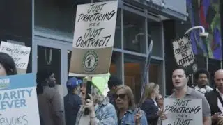 Starbucks workers kick off 65-store US strike on company's busy Red Cup Day