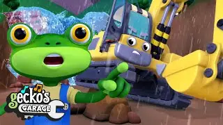 A Rainy Day Rescue | Gecko's Garage | Trucks For Children | Cartoons For Kids