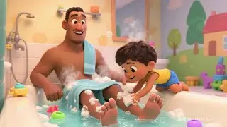 Wash Daddy&rsquo;s Feet Song 🫧 | Fun Bath Time Song for Kids | Toddler Cleaning & Hygiene Song