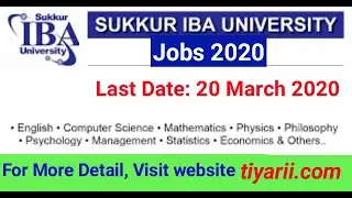 Sukkur IBA University Jobs 2020 | Apply Now |