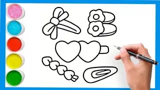 How to draw hair clips for different styles / easy drawing for kids / colouring