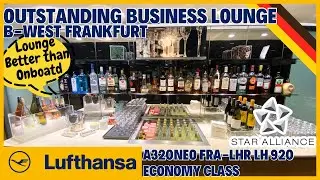 🇩🇪 Lufthansa Business Lounge B-West Frankfurt T1 Non-Schengen A320neo Economy to London Heathrow