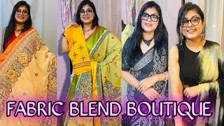 FABRIC BLEND DESIGNER BOUTIQUE LATEST COLLECTION TRENDING SAREES COLLECTION 