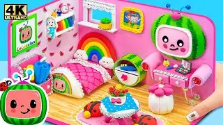 DIY Miniature Clay House ❤️ Build Mini Pink Cocomelon Bedroom, Make up Set from Polymer Clay (Easy)