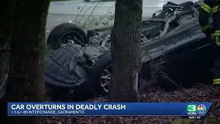 Driver killed after car overturns on Sacramento interstate interchange