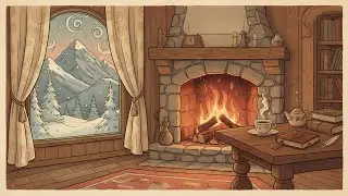 Winter Vintage 1940s Jazz Playing in Another Room & Cozy Fireplace Ambience