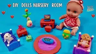 Dolls Mini Cot, Mini Bed, Mini Desk and More With Clay | Miniature Baby Dolls Bedroom DIY