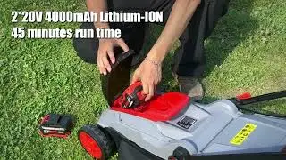 EWORK 40V 13-Inch Electric Lawn Mower Cordless, Brushless Motor, 5 Height Adjustment