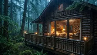 Ultra Cozy Vibes Rain Sounds on Wooden Cabin Porch for Ultimate Relaxation 🕯️