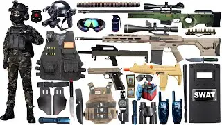 Unpacking special weapon toy set, pirate gun, AWM sniper rifle, M416, AK47 rifle, Glock pistol