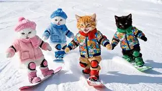 Tiny Kittens Save a Lost Dog & Shred Snowboards 🐱❄️ | Heartwarming Winter Rescue Adventure