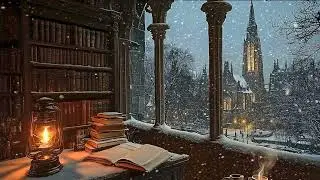 Snowy Gothic Christmas Cottage | Gentle Piano & Cello | Dark Academia Winter Ambience for Reading