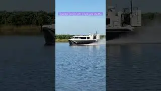 SpaceX Hovercraft employee shuttle passing by us while fishing #larrysbrusch #spaceX