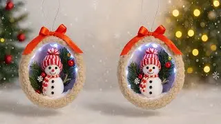 ⛄ DIY Weihnachtsdeko | Schneemann-Aufhänger mit LED ✨❄️