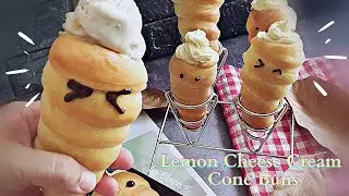 Lemon Cream Cheese Cone Buns,easy bread recipe, resep roti mudah