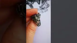 Серебряное кольцо с совой и чароитом. Sterling silver ring with 🦉owls. Designer jewelry