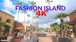 4K Newport Beach - Walking Fashion Island, Orange County, California, USA, Travel, 4K UHD