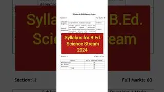 Syllabus for b.ed science Stream 2024