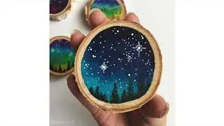 Colorful Galaxy Sky Landscape Paintings by Jen Aranyi