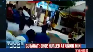 Gujarat Shoe hurled at union minister Mansukh Mandavia