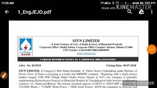 SJVN JUNIOR ENGINEER /OFFICER TRAINEE RECRUITMENT