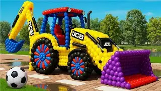 The mascot vibrato assistant JCB and Tractor placed on the football field is popular, co produced