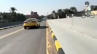 عبور مجسر فوق طريق سريع/ مجازة خطر / Crossing a bridge over a highway/dangerous crossing