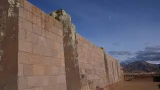 Walking the exterior wall of The Kalasasaya Temple at Tiwanaku