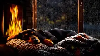 3 Hours of Gentle Piano Music and Rain, with a Dog Sleeping by the Fire | Perfect Calm Sounds