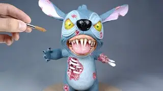 How to make Zombie Stitch Diorama with Clay | Lilo and Stitch movie
