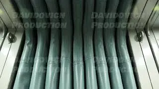 Connecting Moscow metro train cars with flexible gangway accordion bellows