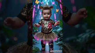 Digital Leopard Diva 🐆⚡ | Wildest Baby on the Catwalk! #kidzfashion #neon #leopard #aiart #ytshorts