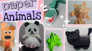 How to make paper animals 😻🤩 // 6 different paper animals // 🐸🐼🐶🐈🐊🐢 // #paperanimals #youtubevideo