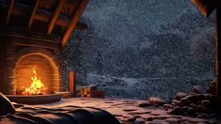 Serene Winter Escape: Cozy Cave Ambience with Crackling Fire & Roaring Blizzard Sounds | ASMR relax