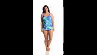 Penbrooke Plus Size Garden of Oz Surplice Tankini Top | SwimOutlet.com