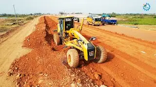 Nicely Skilled Grader Spreading Soil Build Foundation New Roads By Liugong Grader Good Operation